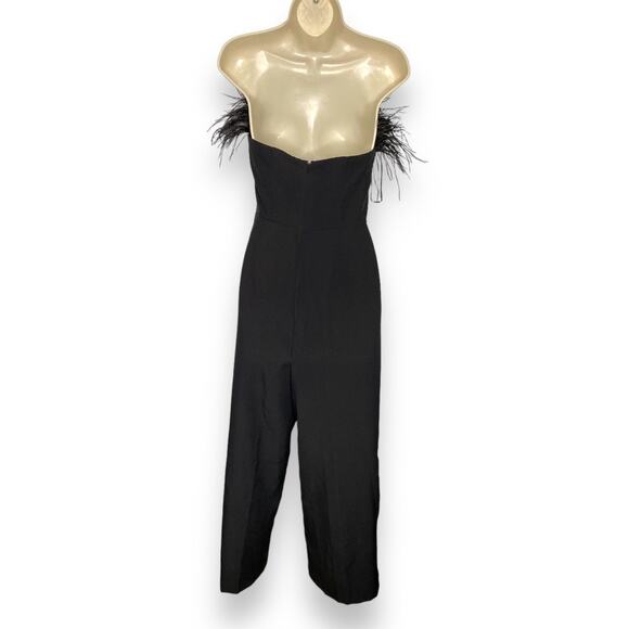 NWT Sam Edelman Strapless Feather Top Black Jumpsuit Size 4 - Picture 11 of 11